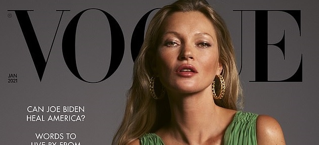 Kate Moss đẹp cuốn hút trên trang bìa tạp chí Vogue Anh