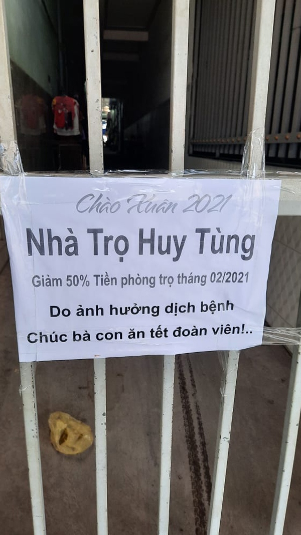 Nhiều chủ trọ ở Bình Dương giảm 50% tiền trọ cho công nhân dịp Tết