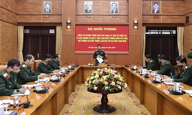 Thượng tướng Phan Văn Giang làm việc với Bộ Tổng Tham mưu Quân đội nhân dân Việt Nam