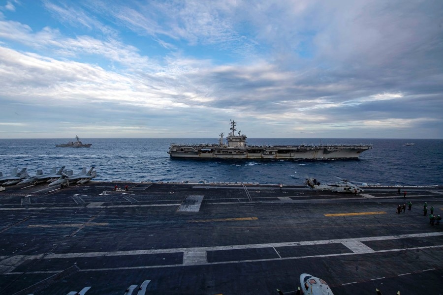 Lần đầu tiên Mỹ đưa 2 tàu sân bay cùng tập trận ở Biển Đông kể từ tháng 7/2020