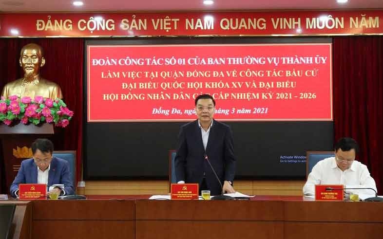 Chủ tịch UBND thành phố Hà Nội kiểm tra công tác phục vụ bầu cử tại Đống Đa