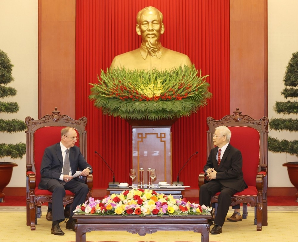 Tổng Bí thư, Chủ tịch nước Nguyễn Phú Trọng tiếp Thư ký Hội đồng An ninh Liên bang Nga