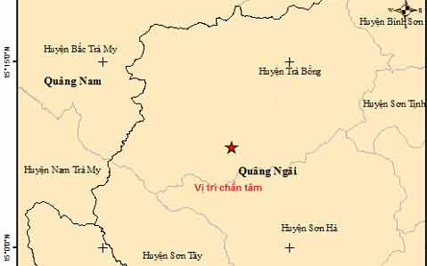 Liên tiếp xảy ra 2 trận động đất tại Quảng Ngãi
