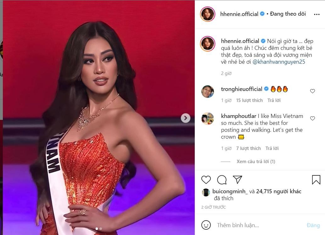 Lan Ngọc và dàn nghệ sĩ Việt khen ngợi, động viên Khánh Vân tại Miss Universe