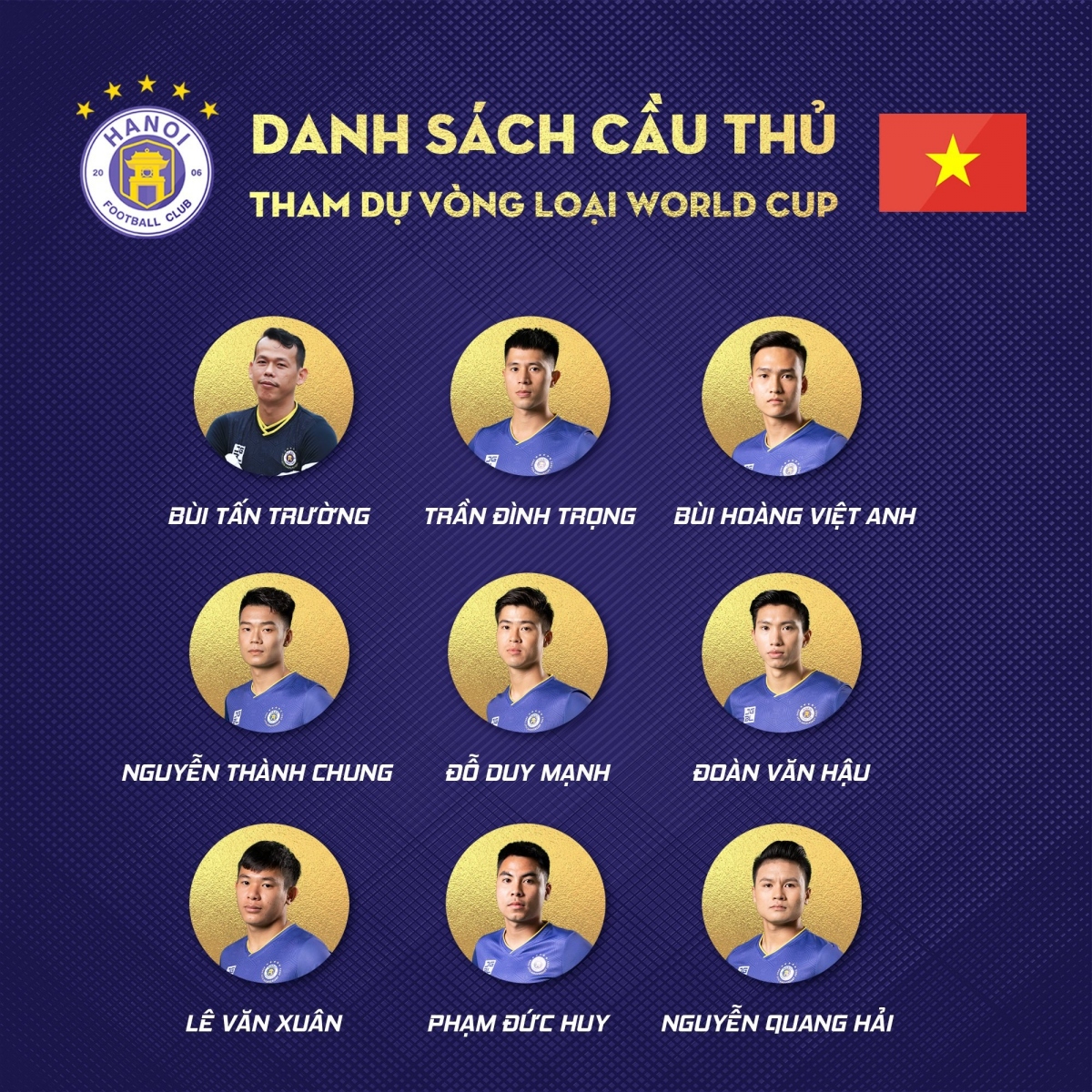 Hà Nội FC áp đảo ở danh sách ĐT Việt Nam, HAGL đứng thứ 2