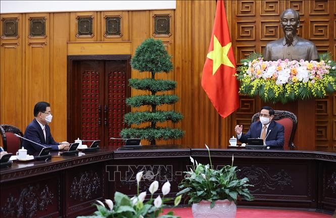 Thủ tướng Phạm Minh Chính tiếp Bộ trưởng Ngoại giao Hàn Quốc Chung Eui Yong