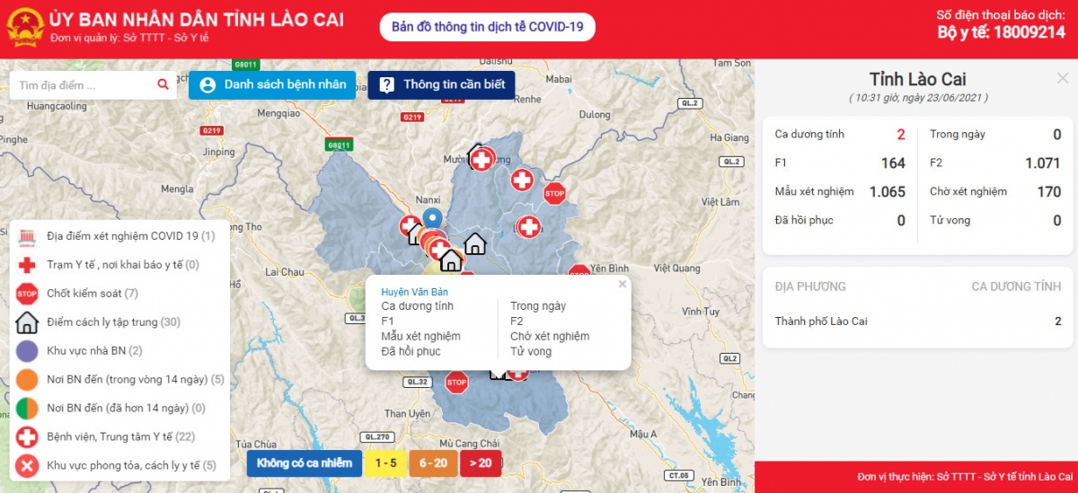 Lào Cai ra mắt Bản đồ thông tin dịch tễ Covid-19