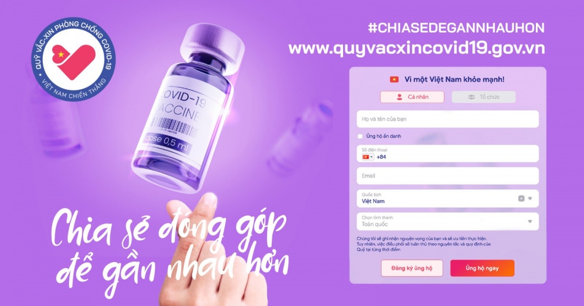 Đồng lòng cùng ủng hộ Quỹ vaccine qua website chính thức