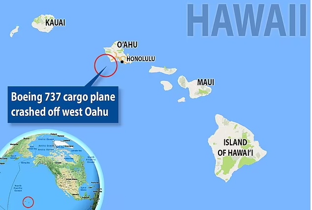 Máy bay Boeing 737 chở hàng lao xuống biển ở ngoài khơi Honolulu
