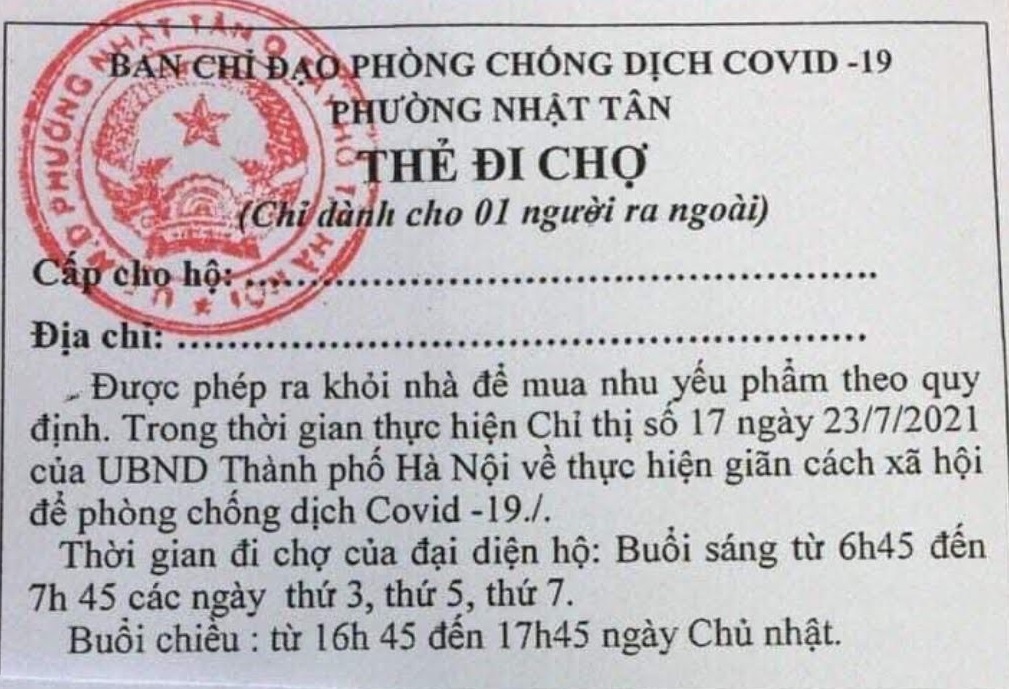 Phường Nhật Tân (Hà Nội) áp dụng “thẻ đi chợ”