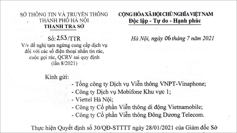 Hà Nội tiếp tục xử lý các thuê bao nhắn tin rác, quảng cáo rao vặt sai quy định