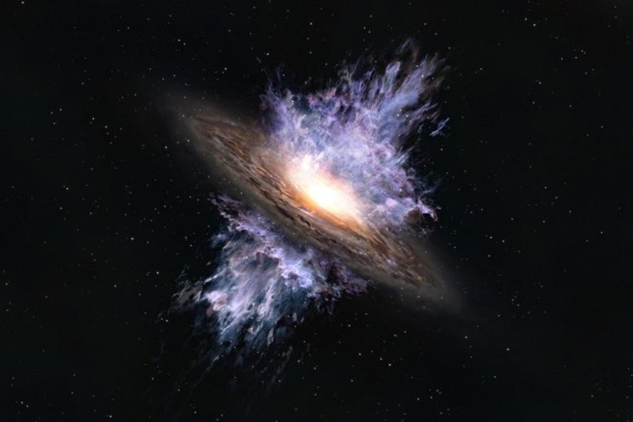 Cảnh tượng hố đen quái vật “ợ hơi” sau khi nuốt chửng khí và các ngôi sao