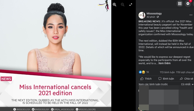 Miss International 2021 bị hủy do dịch Covid-19, rời lịch sang mùa thu 2022