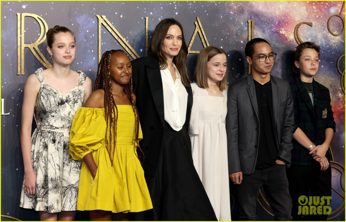 Angelina Jolie rạng rỡ dự buổi công chiếu phim "Eternals" cùng các con