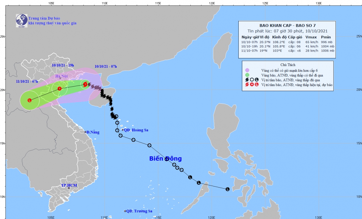 Bão số 7 cách Hải Phòng 170km, dự báo bão Kompasu sắp vào Biển Đông