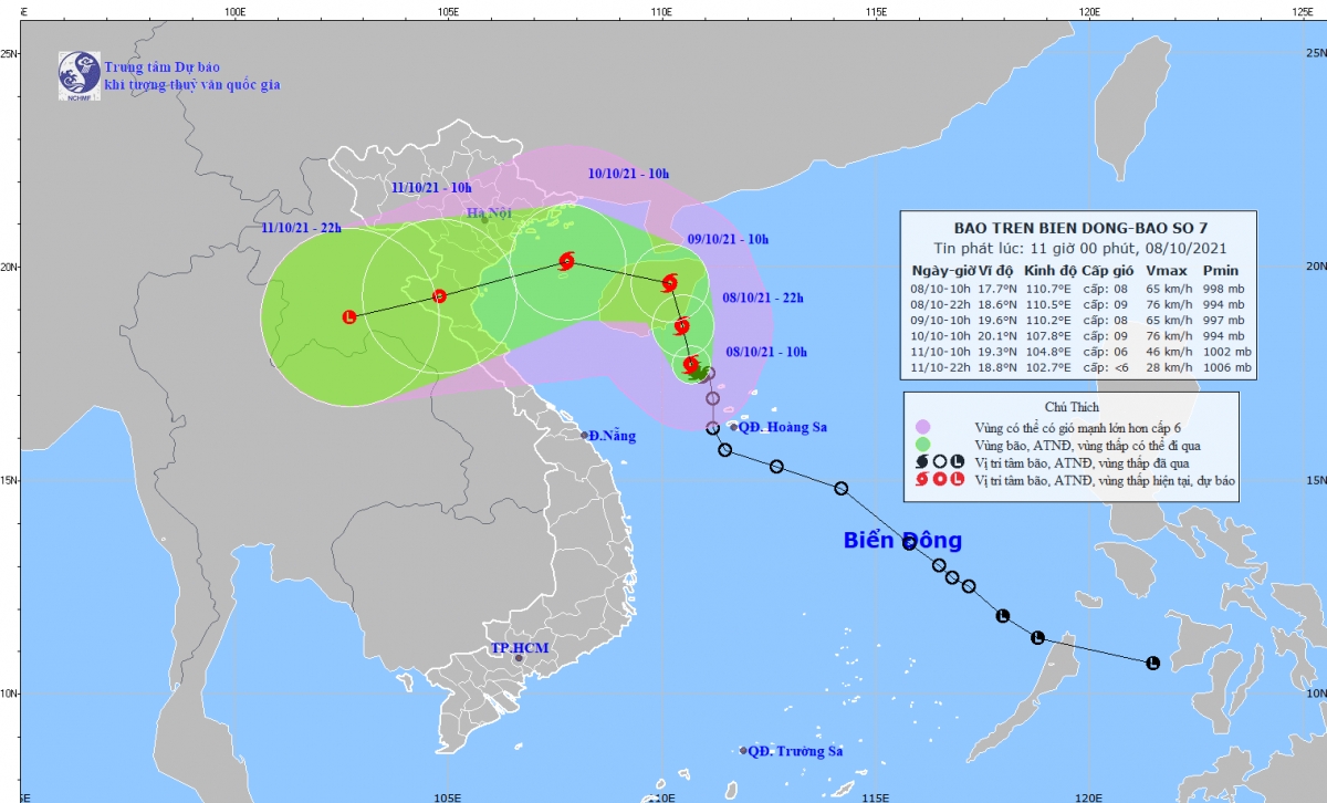 Bão số 7 sẽ gây mưa lớn cho Bắc Bộ và Bắc Trung Bộ những ngày tới