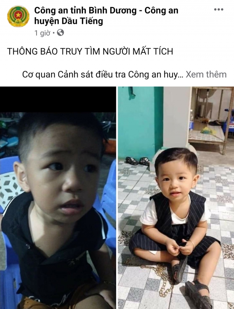 Bé trai 2 tuổi ở Bình Dương mất tích bí ẩn