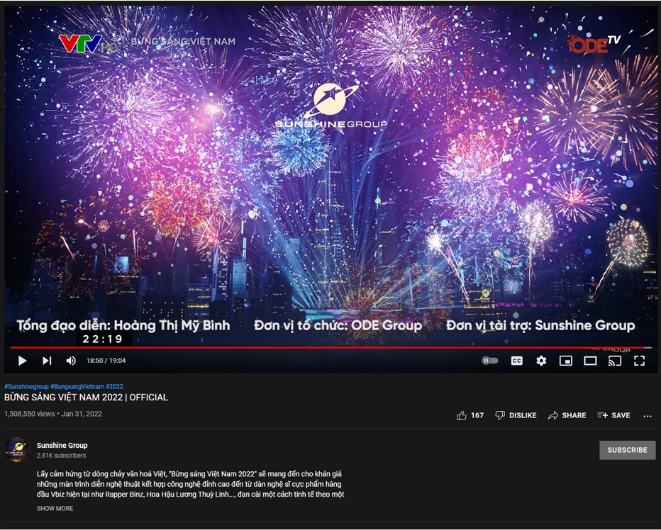 “Bừng sáng Việt Nam 2022” của ODE Group đạt hơn 1,5 triệu view chỉ sau 3 ngày