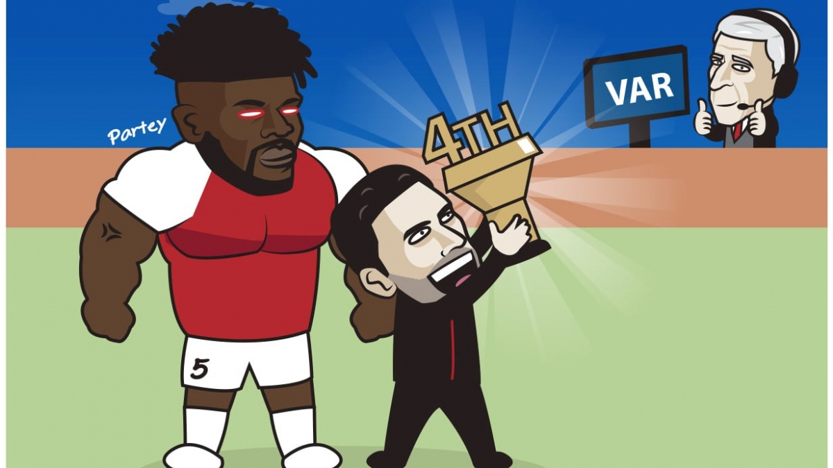 Biếm họa 24h: Top 4 Ngoại hạng Anh vẫy gọi Arsenal