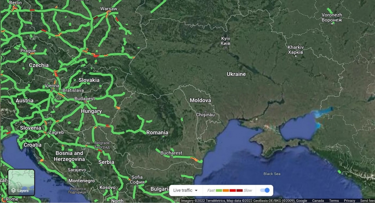 Google Maps vô hiệu hóa dữ liệu giao thông trực tiếp tại Ukraine