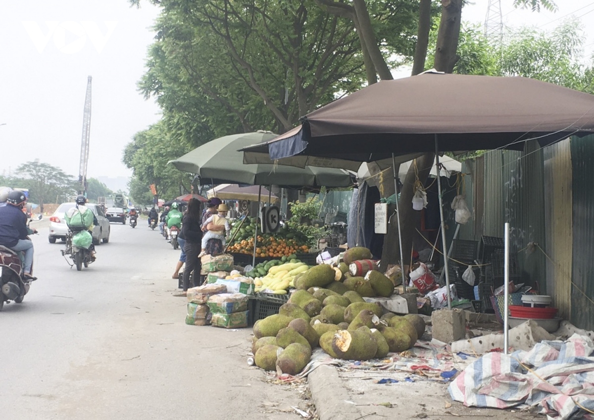 Hàng quán hoa quả "mọc" tràn lan lấn chiếm lòng đường, vỉa hè Hà Nội