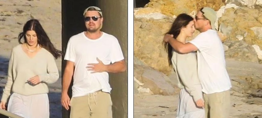 Tài tử Leonardo DiCaprio thân mật ôm hôn bạn gái trên bãi biển