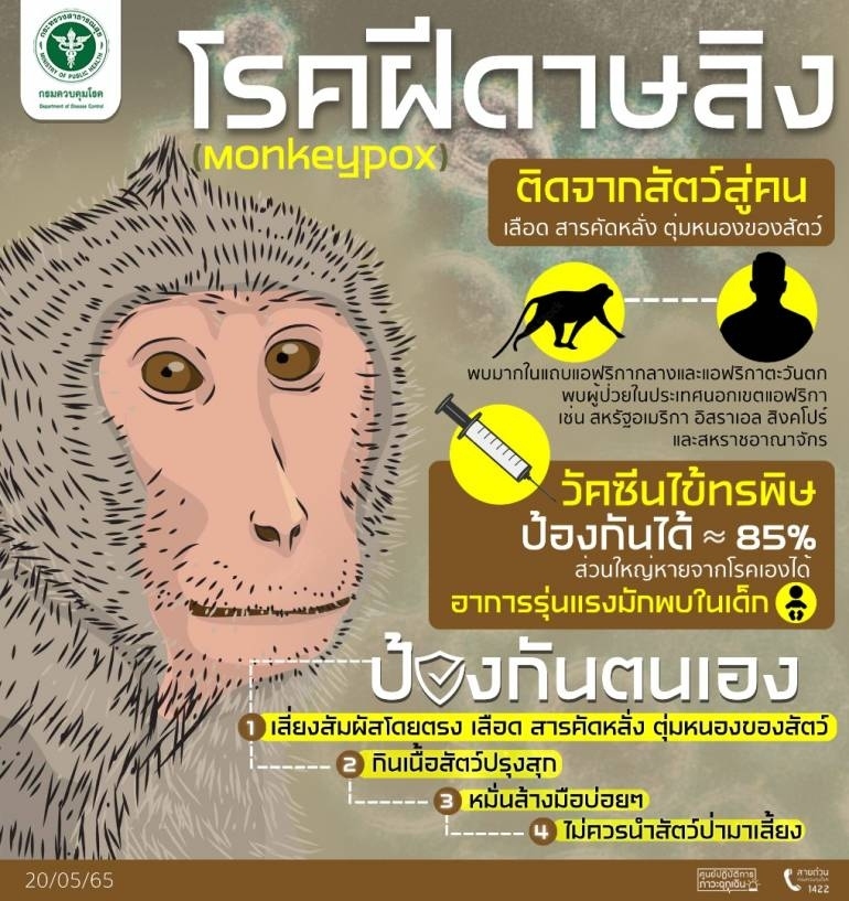 Thái Lan nâng cảnh báo bệnh đậu mùa khỉ lên mức "cần giám sát chặt chẽ"