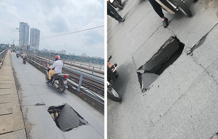 Xác định nguyên nhân gây lỗ thủng lớn trên cầu Long Biên, Hà Nội