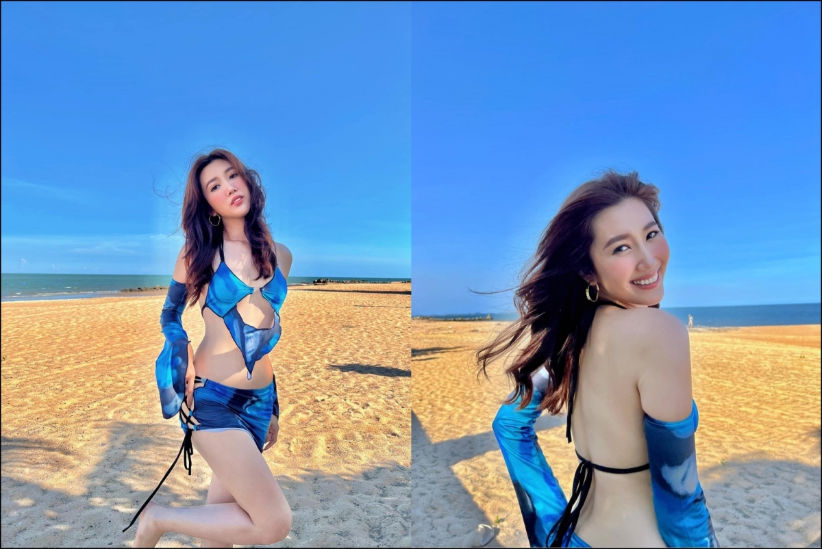 Chuyện showbiz: Thúy Ngân thả dáng nóng bỏng với bikini trên bãi biển