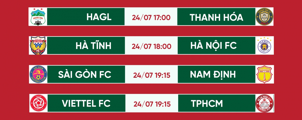 Lịch thi đấu V-League 2022 hôm nay 24/7: HAGL và Hà Nội FC ra trận