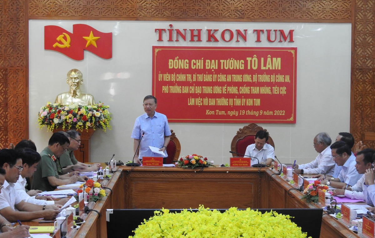 Kon Tum báo cáo Đại tướng Tô Lâm công tác phòng, chống tham nhũng