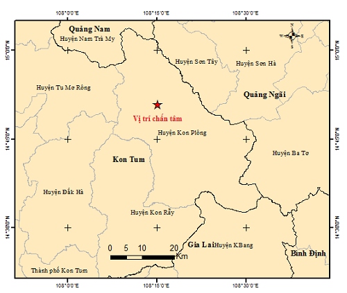 Động đất ở Kon Tum và gần biên giới Việt – Trung