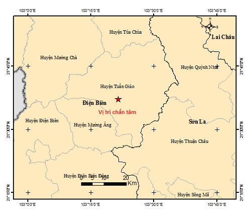 Động đất 3,2 độ richter xảy ra trong đêm tại Điện Biên