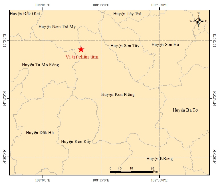 Lại xảy ra động đất tại huyện Kon Plông, Kon Tum