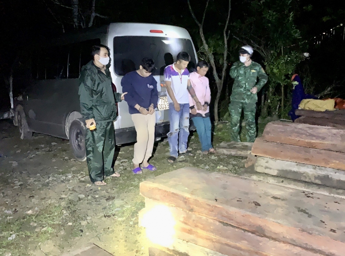 Bắt giữ xe ô tô chở 28 phách gỗ trái phép tại Thừa Thiên Huế