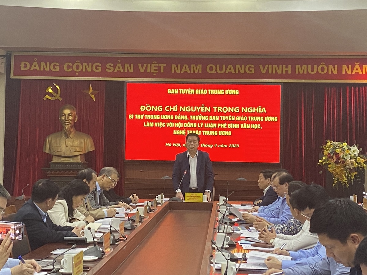 Ông Nguyễn Trọng Nghĩa làm việc với Hội đồng Lý luận phê bình văn học nghệ thuật