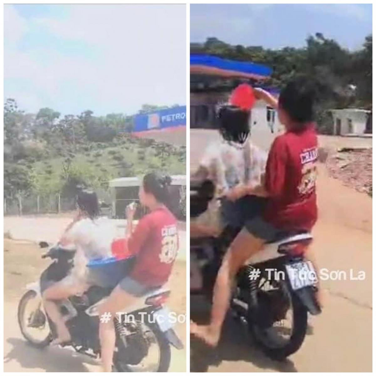 Hai nữ sinh ở Sơn La vừa lái xe vừa “tắm” cho nhau bị phạt