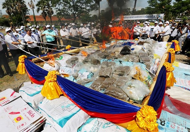 Campuchia tiến hành tiêu hủy lượng ma túy khổng lồ