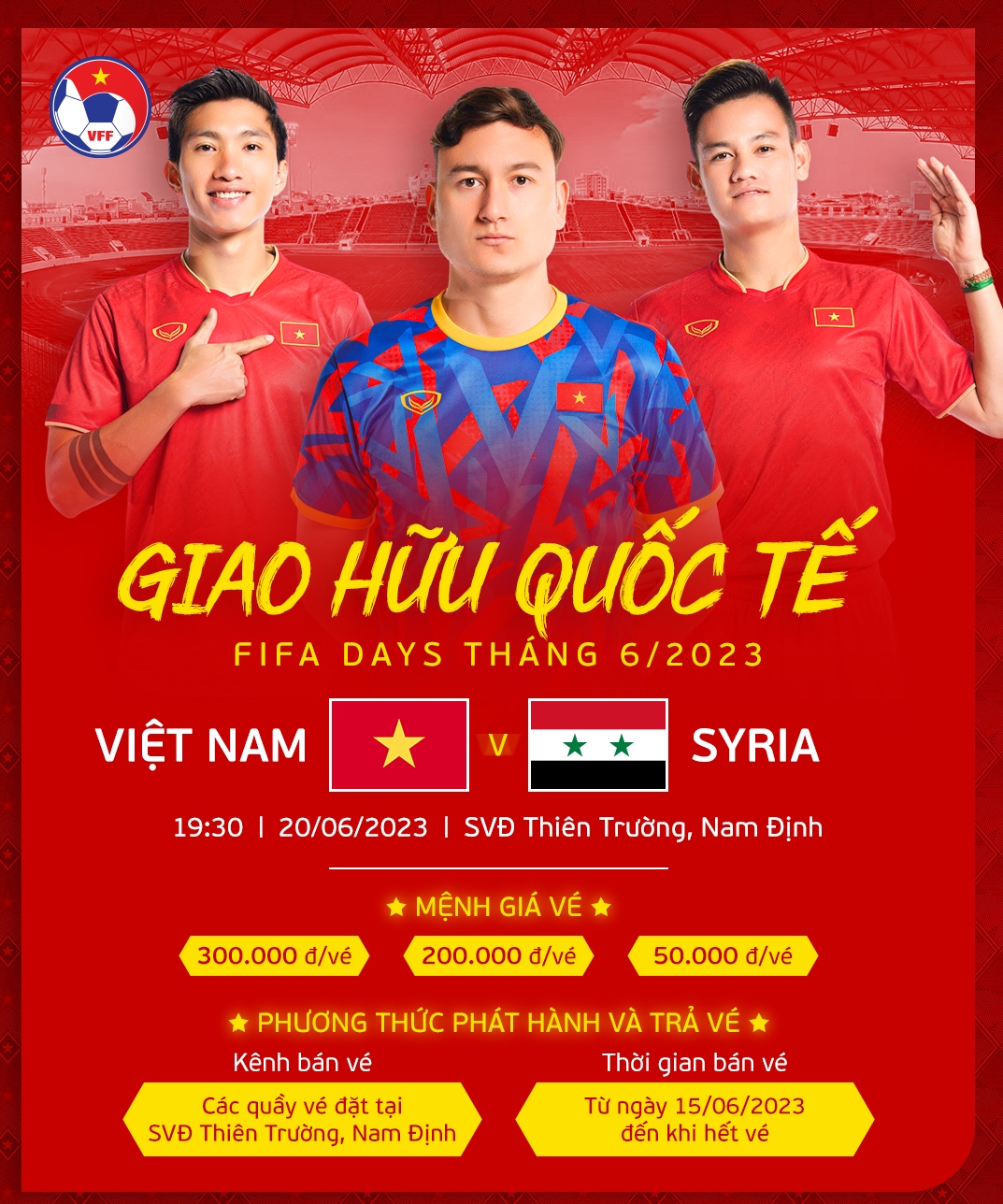 Hướng dẫn mua vé xem trận ĐT Việt Nam - ĐT Syria ở sân Thiên Trường