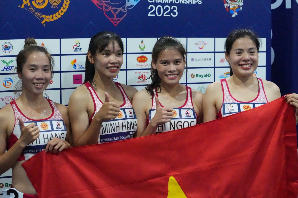Điền kinh Việt Nam giành HCV chạy tiếp sức nữ 4x400m châu Á 2023