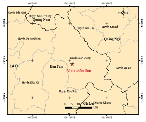 Ghi nhận 2 trận động đất tại Kon Tum