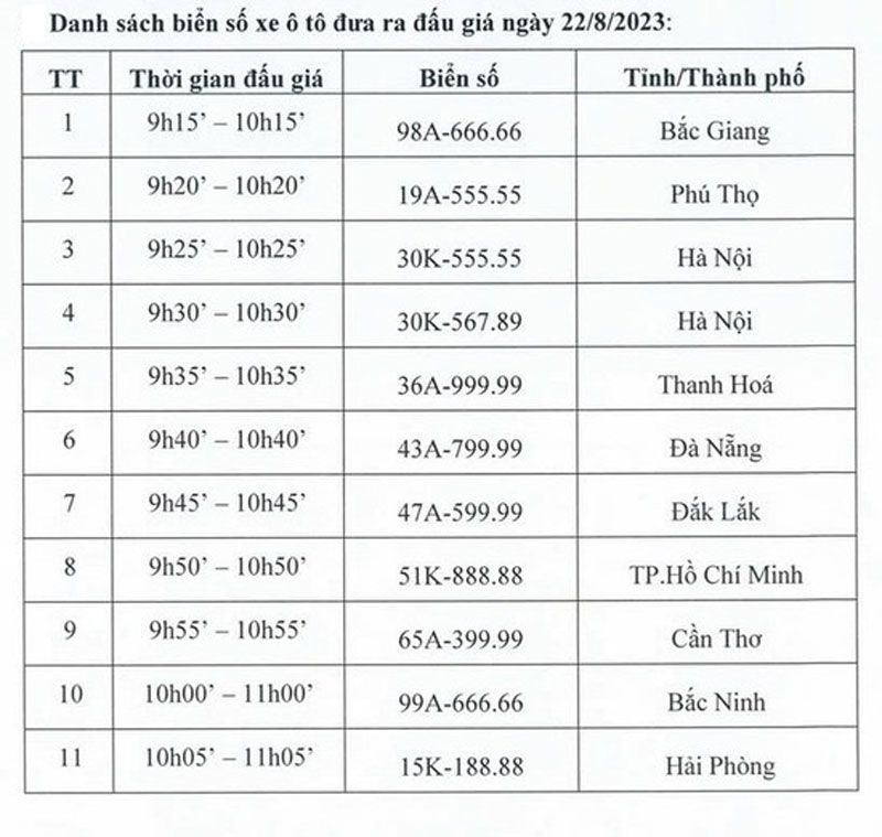 Đấu giá biển số “ngũ quý” Bắc Ninh 99A-666.66 vào ngày 22/8