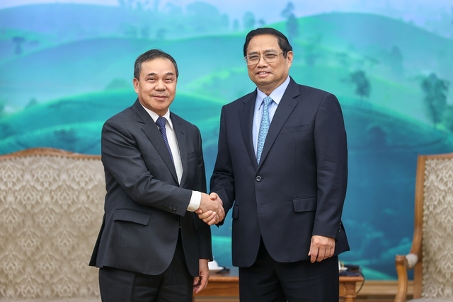 Thủ tướng Chính phủ Phạm Minh Chính tiếp Đại sứ Lào chào từ biệt