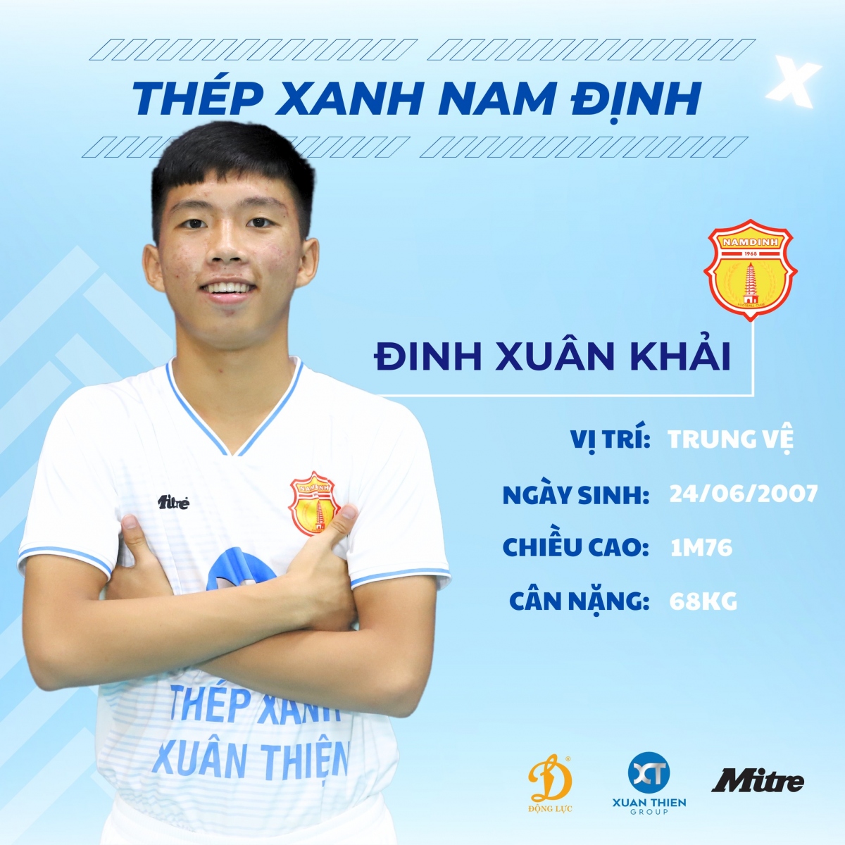 Danh sách CLB Nam Định đá V-League 2023/2024: Cầu thủ sinh năm 2007 được chọn