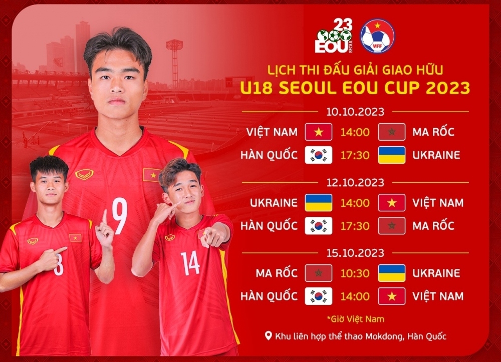 Lịch thi đấu U18 Seoul EOU Cup 2023: U18 Việt Nam gây bất ngờ?