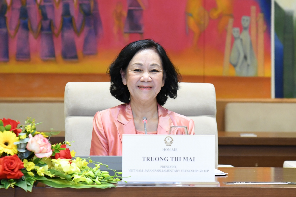 Thường trực Ban Bí thư Trương Thị Mai tiếp nguyên Đại sứ đặc biệt Việt Nam - Nhật Bản