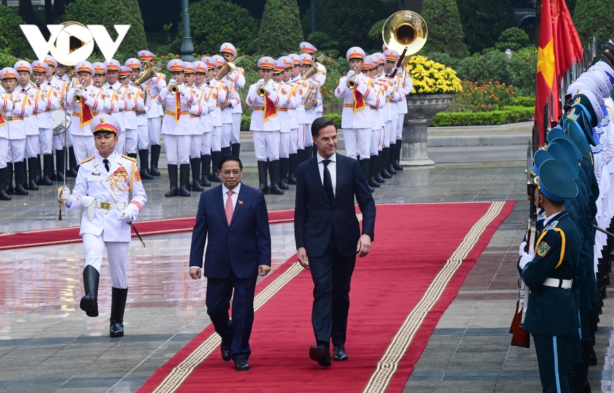 Toàn cảnh: Thủ tướng Phạm Minh Chính chủ trì Lễ đón chính thức Thủ tướng Hà Lan
