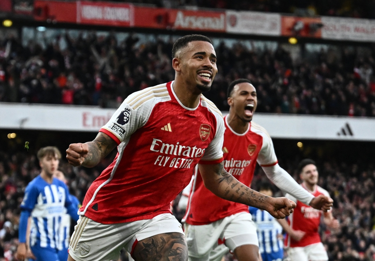 Gabriel Jesus và Kai Havertz lập công, Arsenal "hạ đẹp" Brighton