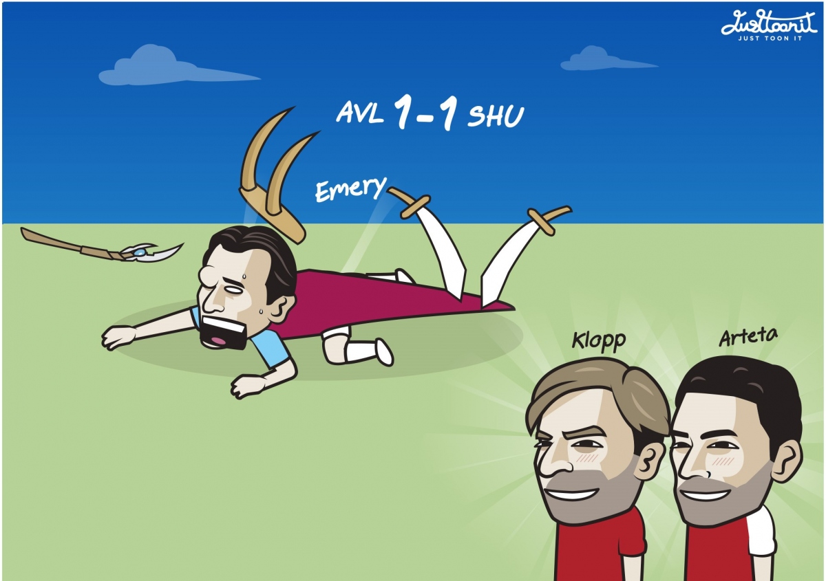 Biếm họa 24h: “Ngựa ô” Aston Villa sảy chân, Liverpool và Arsenal mừng thầm