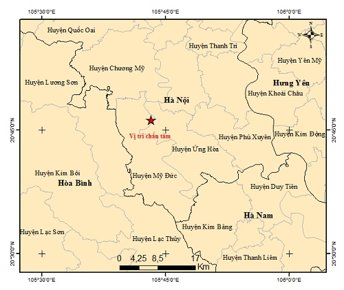 Động đất tại Hà Nội, nhiều khu vực cảm nhận rung lắc